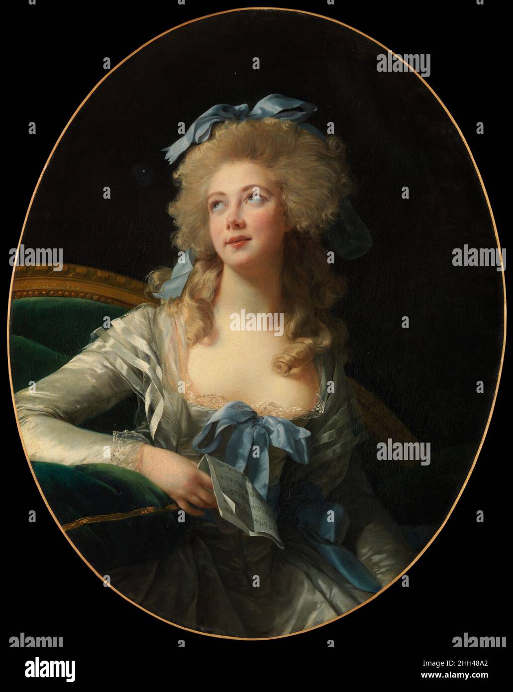 Madame Grand (Noël Catherine Vorlée, 1761–1835) 1783 Elisabeth Louise Vigée Le Brun French This is one of the most captivating works by Vigée Le Brun, the most important woman artist of her time. Marie Antoinette’s patronage aided Vigée Le Brun’s admission to the Académie Royale in 1783 as one of only four women members permitted. She sent three history paintings (an exceptional genre for a woman artist) and at least ten portraits (including this one) to that year’s Salon, which served as her public debut. Madame Grand was born to a French colonial family near Pondicherry, India, and as she ro Stock Photo