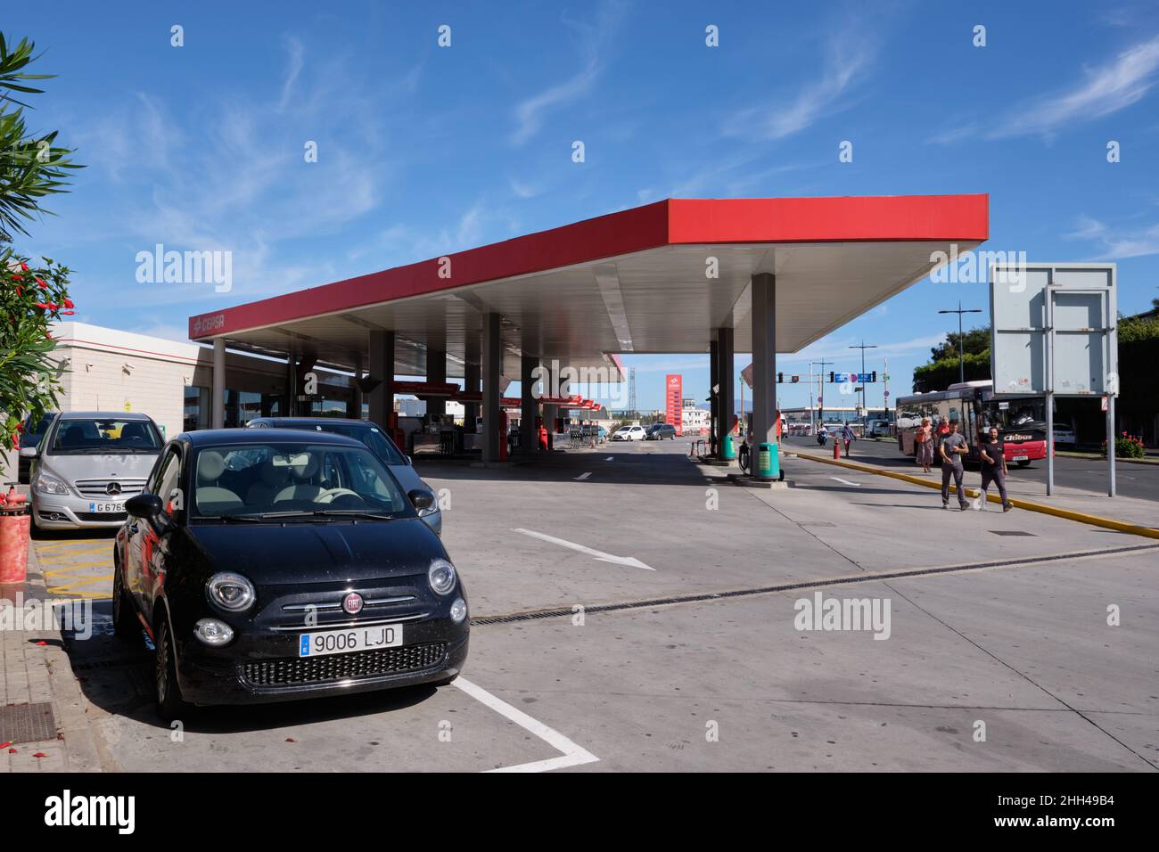 Cepsa petrol station in Gibraltar. Stock Photo