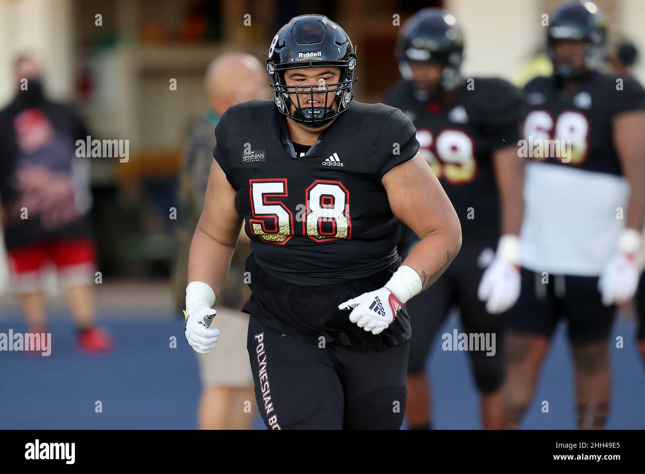 January 22, 2022 Team Mauka offensive lineman Marques Hickson 58