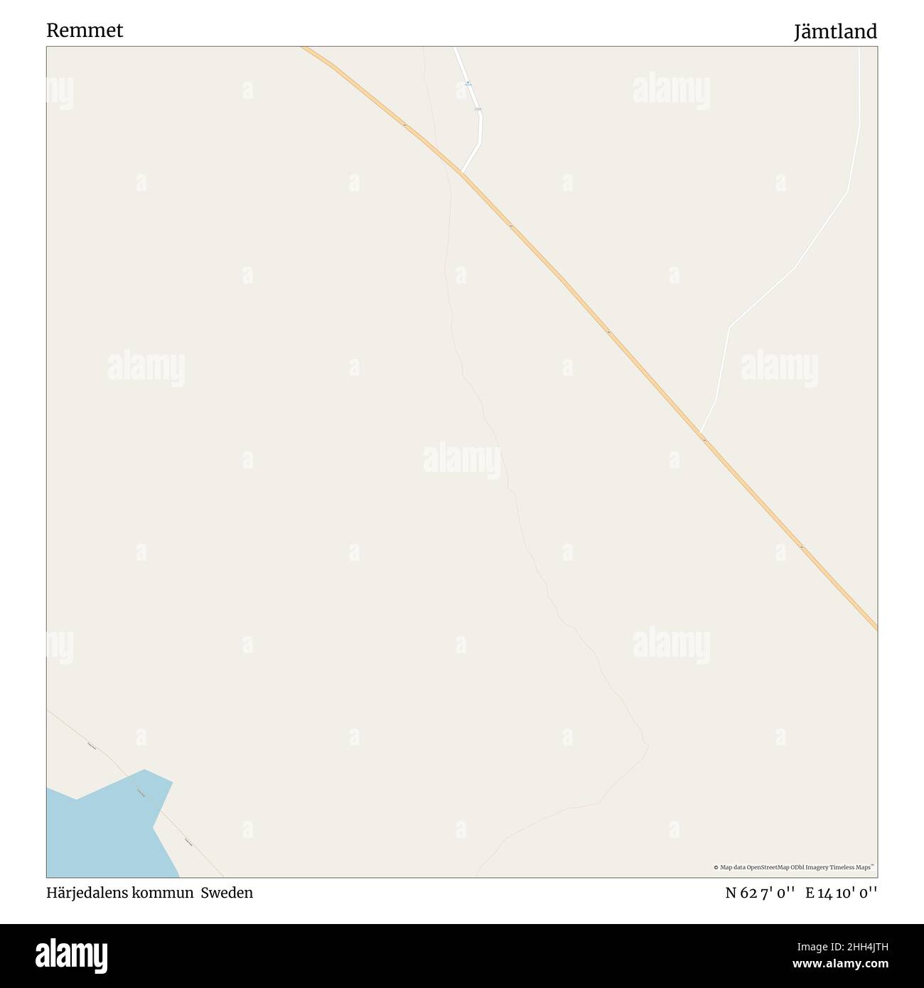 Remmet, Härjedalens kommun, Sweden, Jämtland, N 62 7' 0'', E 14 10' 0'', map, Timeless Map published in 2021. Travelers, explorers and adventurers like Florence Nightingale, David Livingstone, Ernest Shackleton, Lewis and Clark and Sherlock Holmes relied on maps to plan travels to the world's most remote corners, Timeless Maps is mapping most locations on the globe, showing the achievement of great dreams. Stock Photo