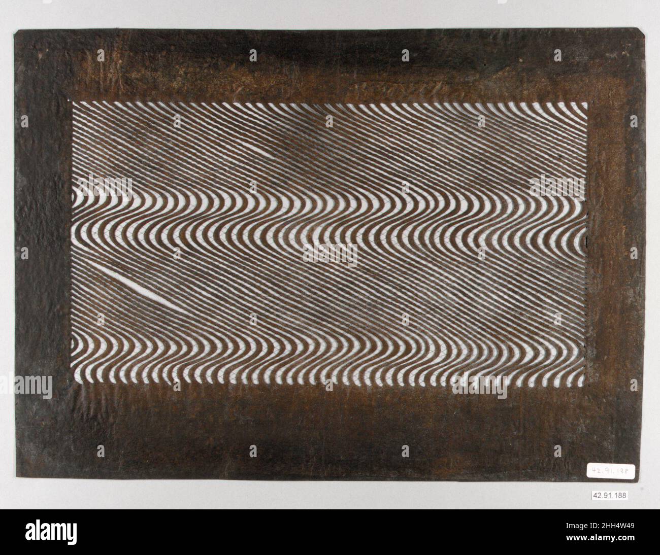 Stencil with Pattern of Parallel, Undulating Lines 19th century Japan
