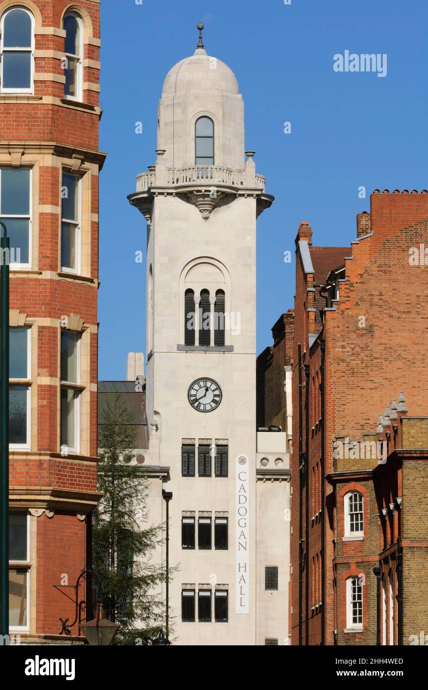 Exterior views of Cadogan Hall a 950-seat concert hall in Sloane Terrace in Chelsea.  Cadogan Hall is the permanent home for the Royal Philharmonic Or Stock Photo