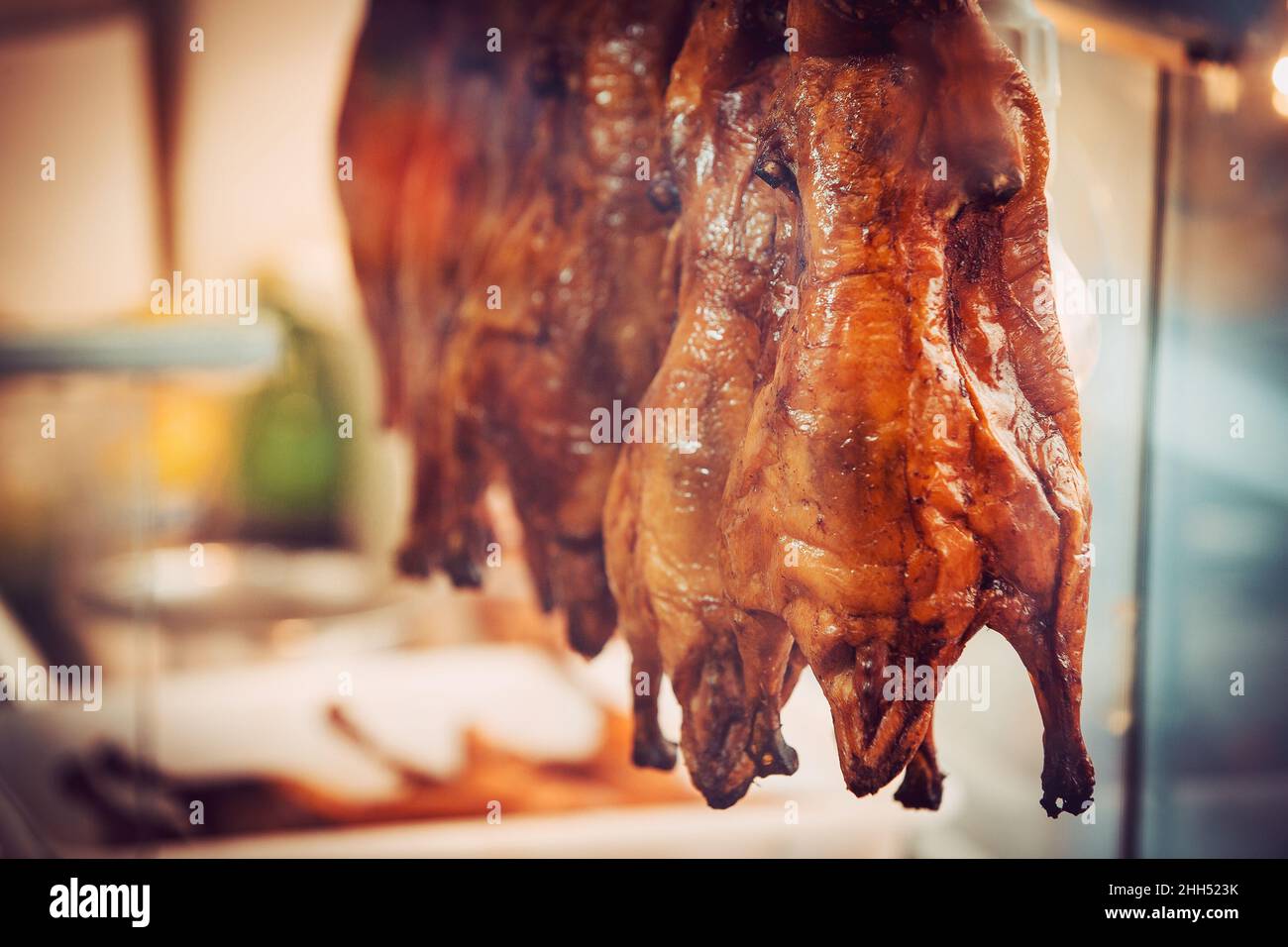 peking duck grilled in kitchen Stock Photo