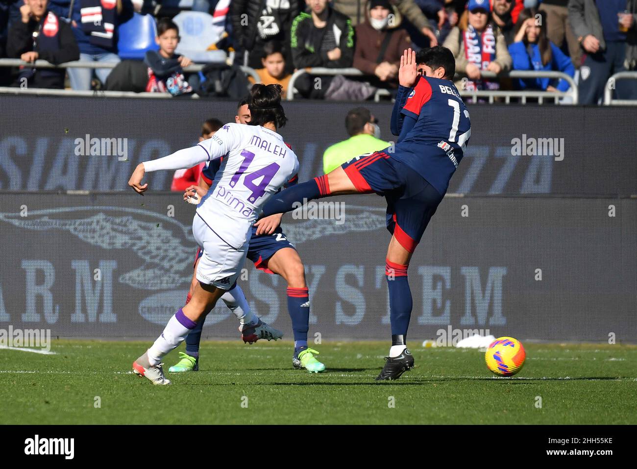 Unipol Domus, Cagliari, Italy, January 23, 2022, Youssef Maleh of Fiorentina  during Cagliari Calcio vs ACF Fiorentina - italian soccer Serie A match  Stock Photo - Alamy