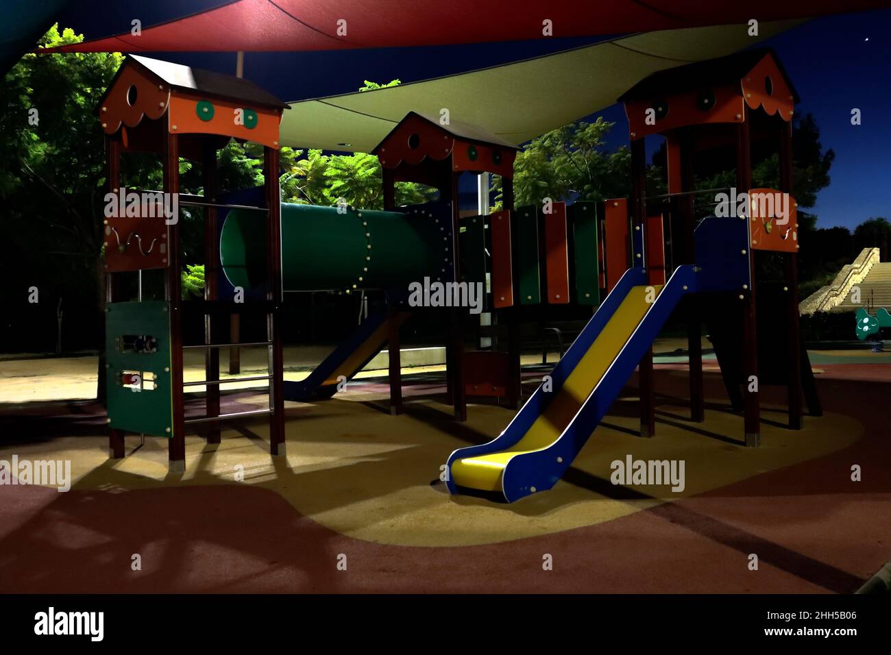 playground at night and without people Stock Photo Alamy