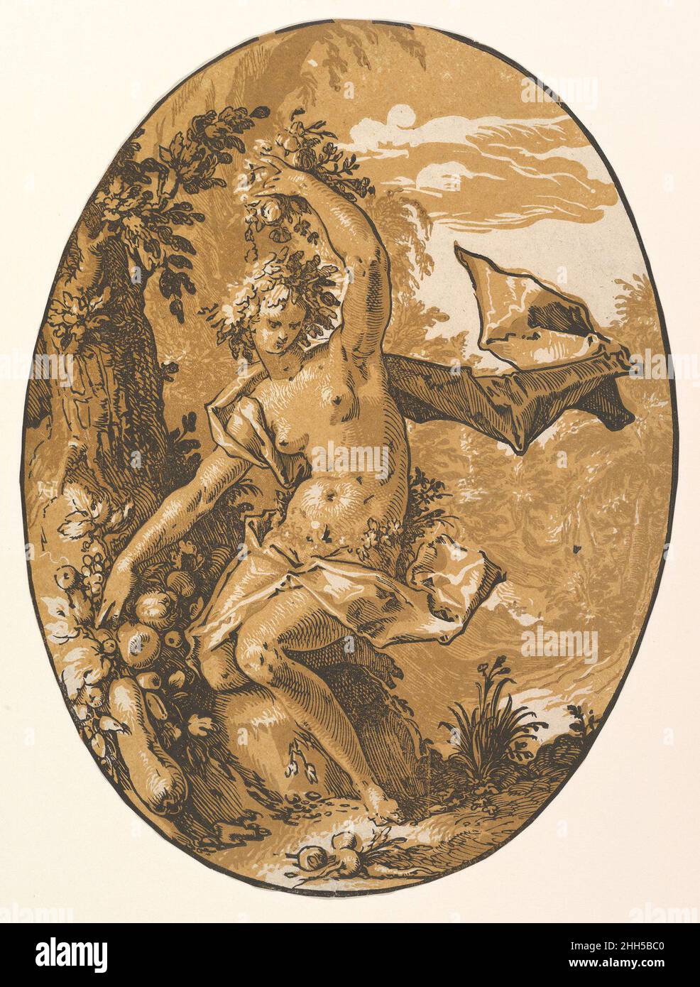 Proserpina 1594 Hendrick Goltzius Netherlandish. Proserpina. Hendrick Goltzius (Netherlandish, Mühlbracht 1558–1617 Haarlem). 1594. Chiaroscuro woodcut in brown. Prints Stock Photo