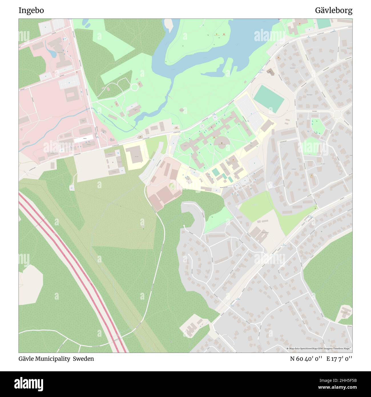 Ingebo, Gävle Municipality, Sweden, Gävleborg, N 60 40' 0'', E 17 7' 0'', map, Timeless Map published in 2021. Travelers, explorers and adventurers like Florence Nightingale, David Livingstone, Ernest Shackleton, Lewis and Clark and Sherlock Holmes relied on maps to plan travels to the world's most remote corners, Timeless Maps is mapping most locations on the globe, showing the achievement of great dreams. Stock Photo