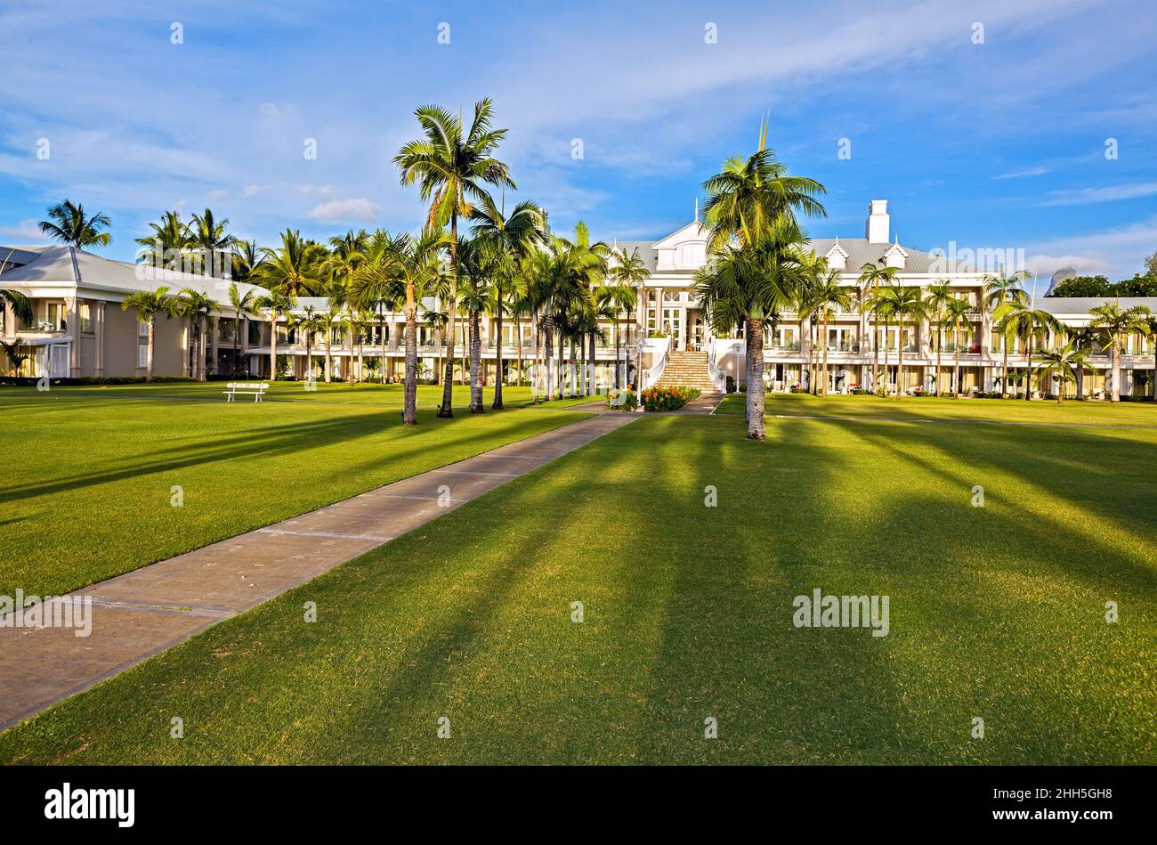 Nice Hotel With Palm Trees, Mauritius, The Indian Ocean Stock Photo - Alamy