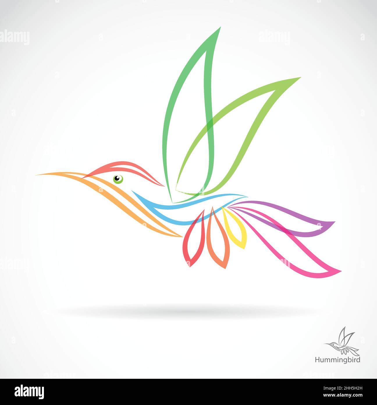 Isolated abstract humming bird in white background. Easy editable layered vector illustration. Stock Vector