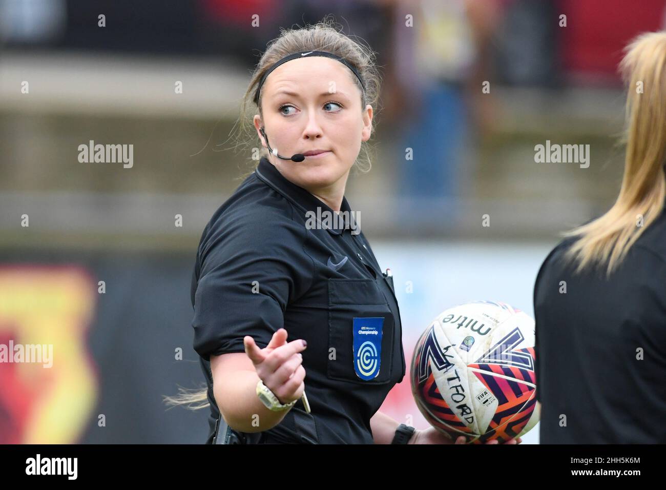Kings Langley, UK. 23rd January, 2022. Kings Langley Referee Chloe Ann Anderson during the FA womens Championship game between Watford and Blackburn Rovers - at The Orbital Fasteners Stadium - Kings Langley, England Kevin Hodgson /SPP Credit: SPP Sport Press Photo. /Alamy Live News Stock Photo