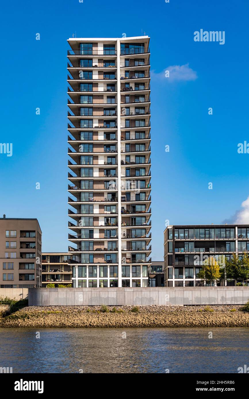 Germany, Bremen, Waterfront apartments along Weser river canal Stock Photo Alamy