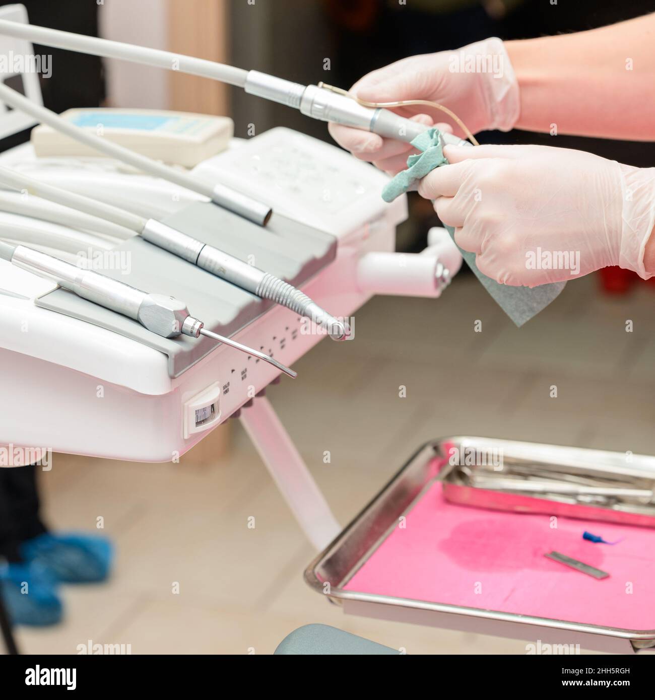 Close up of modern dental tools in the workplace, one of the parts of a