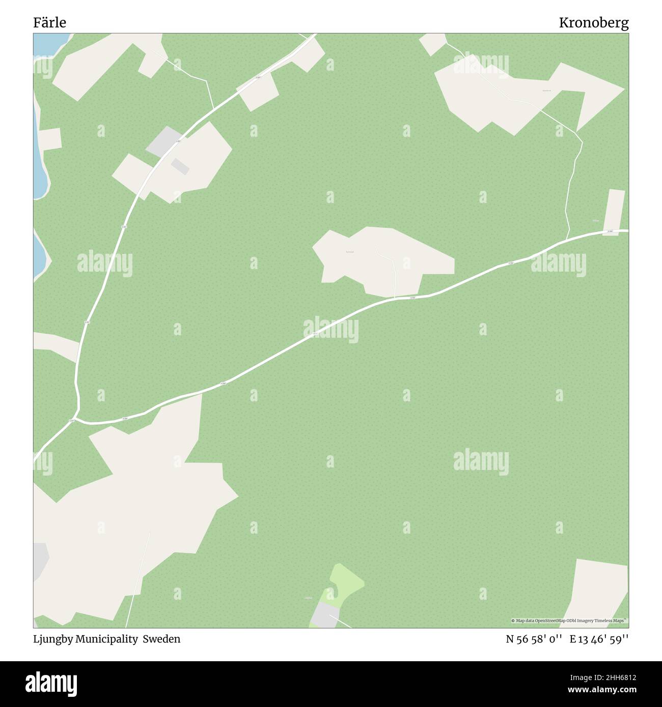 Färle, Ljungby Municipality, Sweden, Kronoberg, N 56 58' 0'', E 13 46' 59'', map, Timeless Map published in 2021. Travelers, explorers and adventurers like Florence Nightingale, David Livingstone, Ernest Shackleton, Lewis and Clark and Sherlock Holmes relied on maps to plan travels to the world's most remote corners, Timeless Maps is mapping most locations on the globe, showing the achievement of great dreams. Stock Photo