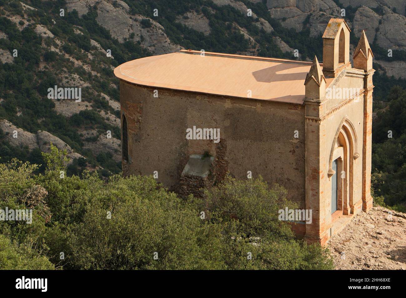 Church Ermita de Sant Joan over Santa Maria de Montserrat Abbey ...