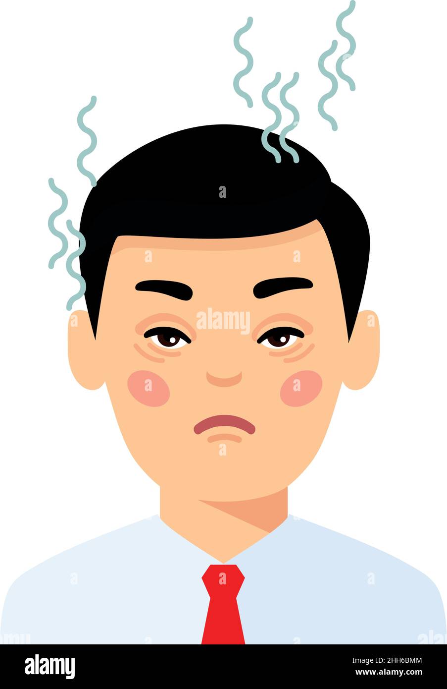 Vector Illustration of a Sick Man with a High Temperature Stock Vector