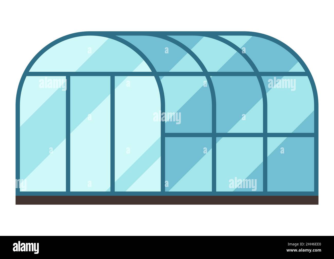 Illustration of glass or plastic greenhouse. Gardening equipment and building. Stock Vector
