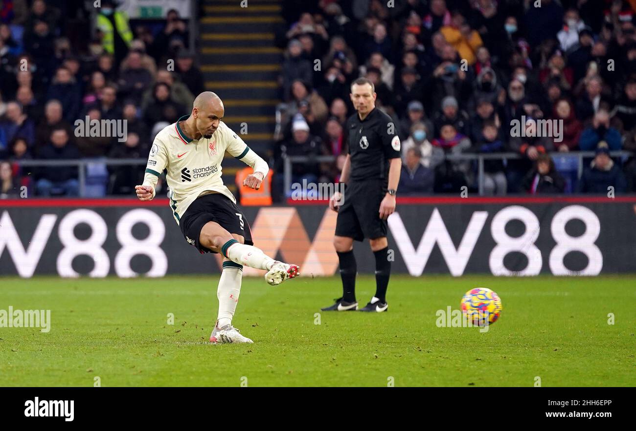 Liverpool's Fabinho scores their side's third goal of the game from the penalty spot during the Premier League match at Selhurst Park, London. Picture date: Sunday January 23, 2022. Stock Photo