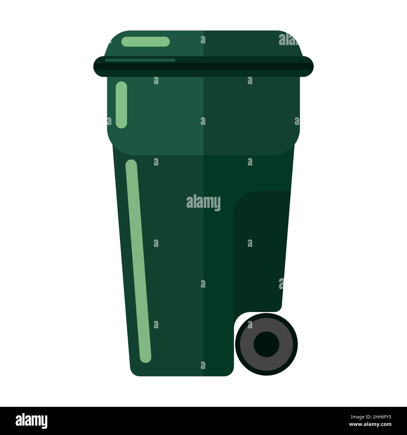 Green garbage can on white background isolated. Plastic bins for ...