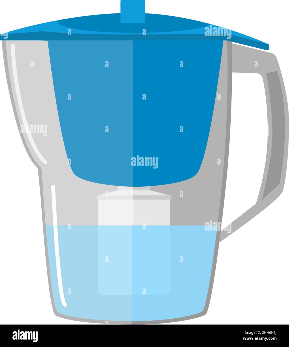 Plastic water filter purification pitcher with replacement cartridge on