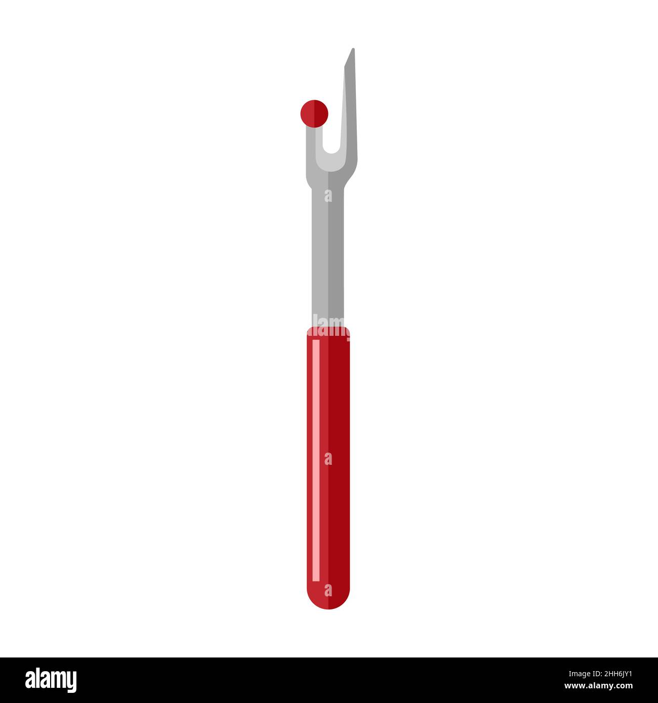 Seam Ripper color red isolated on white background. Element for sewing in flat style vector illustration. Stock Vector