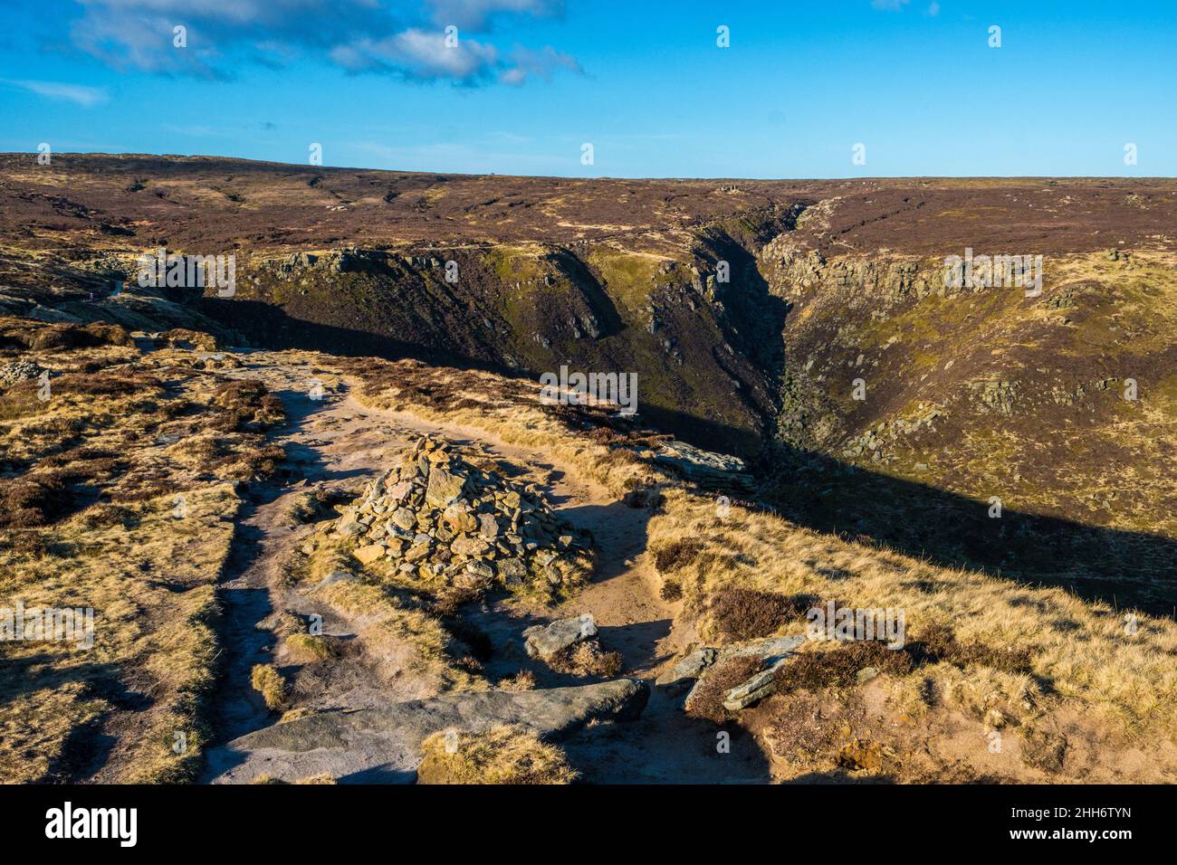 The top of Grindsbrook on Kinder Scout in the Peak District Stock Photo