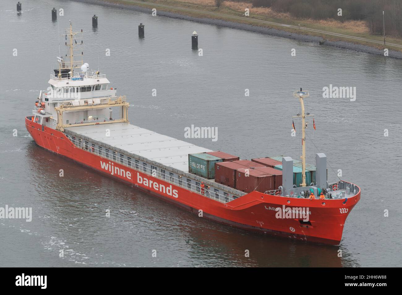 General Cargo Ship LADY HANNAH passing the Kiel Canal on it's maiden voyage Stock Photo