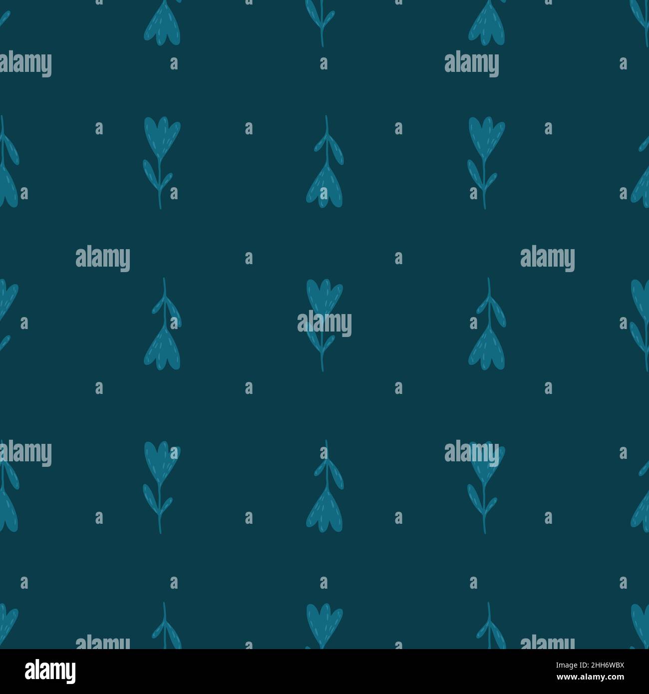 Minimalistic seamless doodle pattern with flower simple silhouettes ...