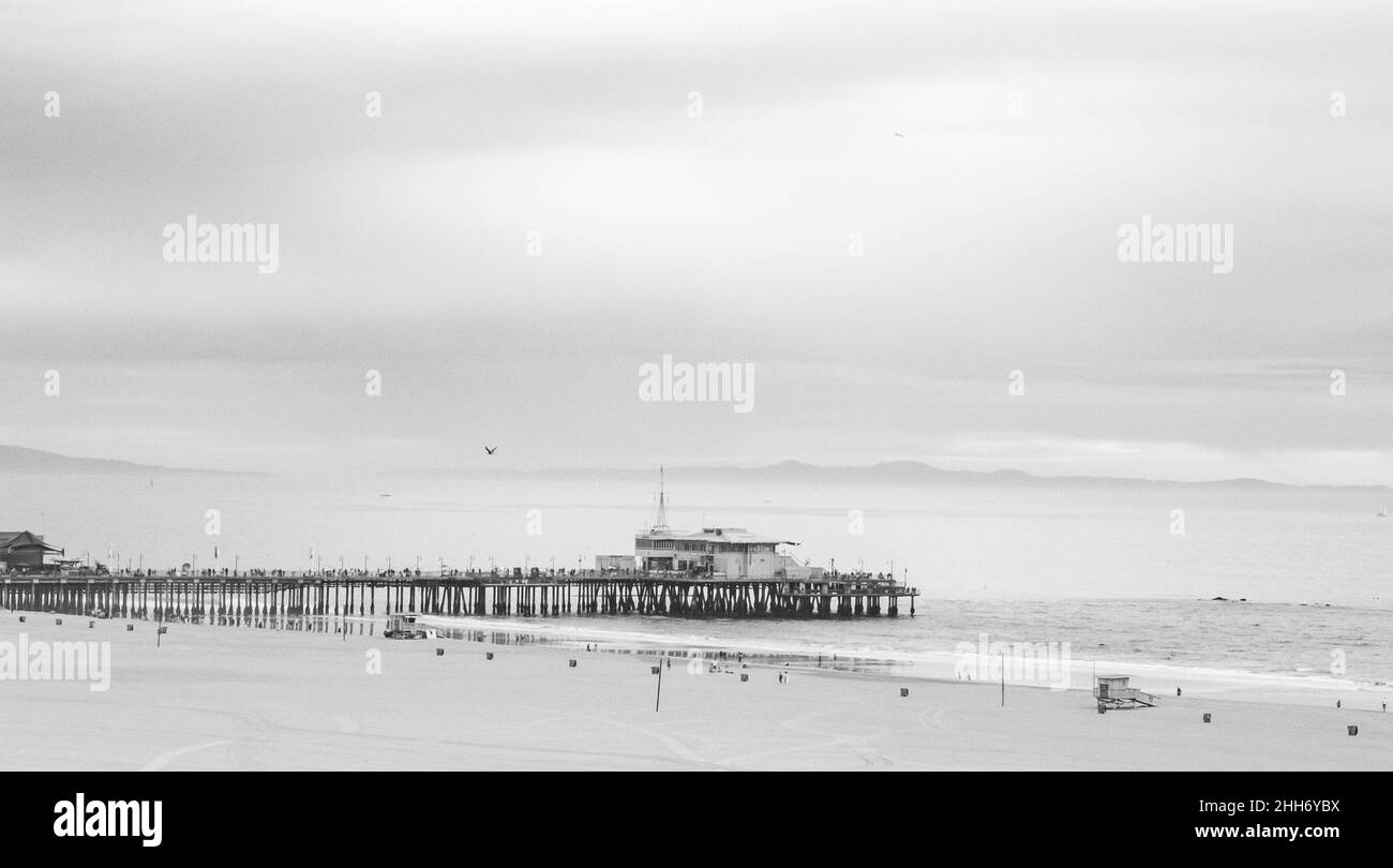 Santa Monica Pier during winter season Stock Photo