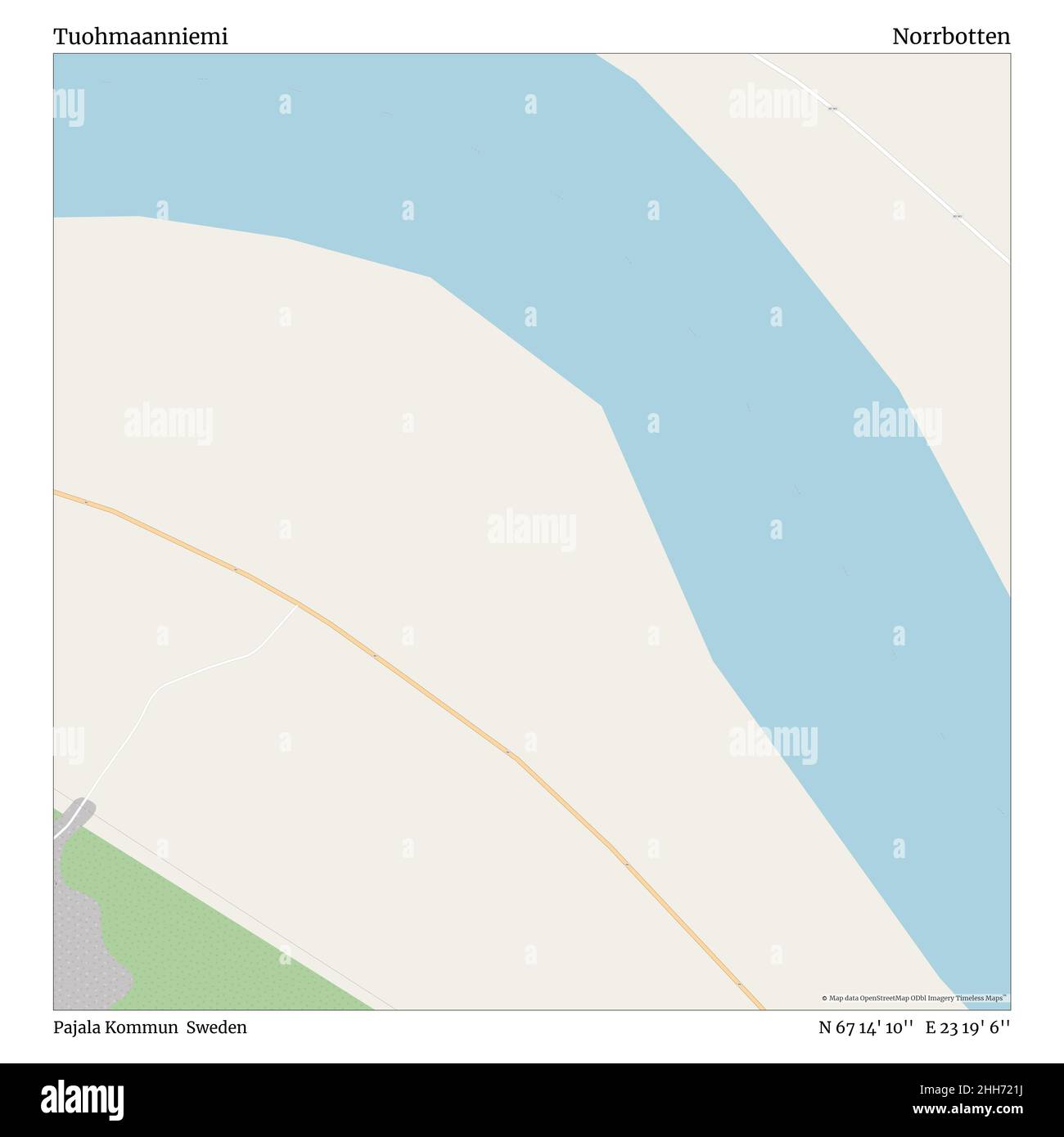 Tuohmaanniemi, Pajala Kommun, Sweden, Norrbotten, N 67 14' 10'', E 23 19' 6'', map, Timeless Map published in 2021. Travelers, explorers and adventurers like Florence Nightingale, David Livingstone, Ernest Shackleton, Lewis and Clark and Sherlock Holmes relied on maps to plan travels to the world's most remote corners, Timeless Maps is mapping most locations on the globe, showing the achievement of great dreams. Stock Photo