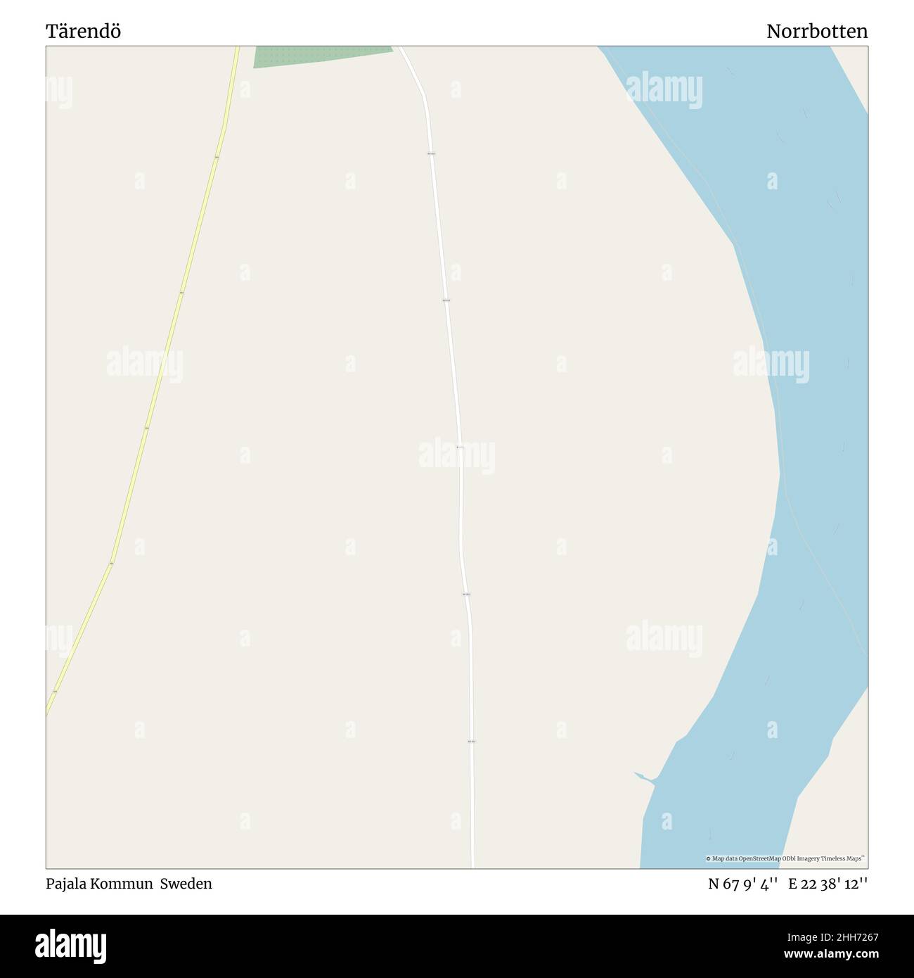 Tärendö, Pajala Kommun, Sweden, Norrbotten, N 67 9' 4'', E 22 38' 12'', map, Timeless Map published in 2021. Travelers, explorers and adventurers like Florence Nightingale, David Livingstone, Ernest Shackleton, Lewis and Clark and Sherlock Holmes relied on maps to plan travels to the world's most remote corners, Timeless Maps is mapping most locations on the globe, showing the achievement of great dreams. Stock Photo