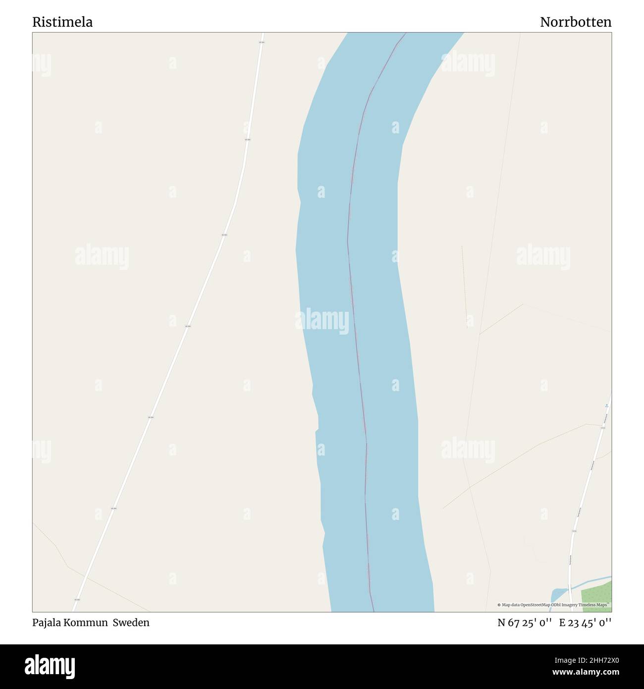 Ristimela, Pajala Kommun, Sweden, Norrbotten, N 67 25' 0'', E 23 45' 0'', map, Timeless Map published in 2021. Travelers, explorers and adventurers like Florence Nightingale, David Livingstone, Ernest Shackleton, Lewis and Clark and Sherlock Holmes relied on maps to plan travels to the world's most remote corners, Timeless Maps is mapping most locations on the globe, showing the achievement of great dreams. Stock Photo