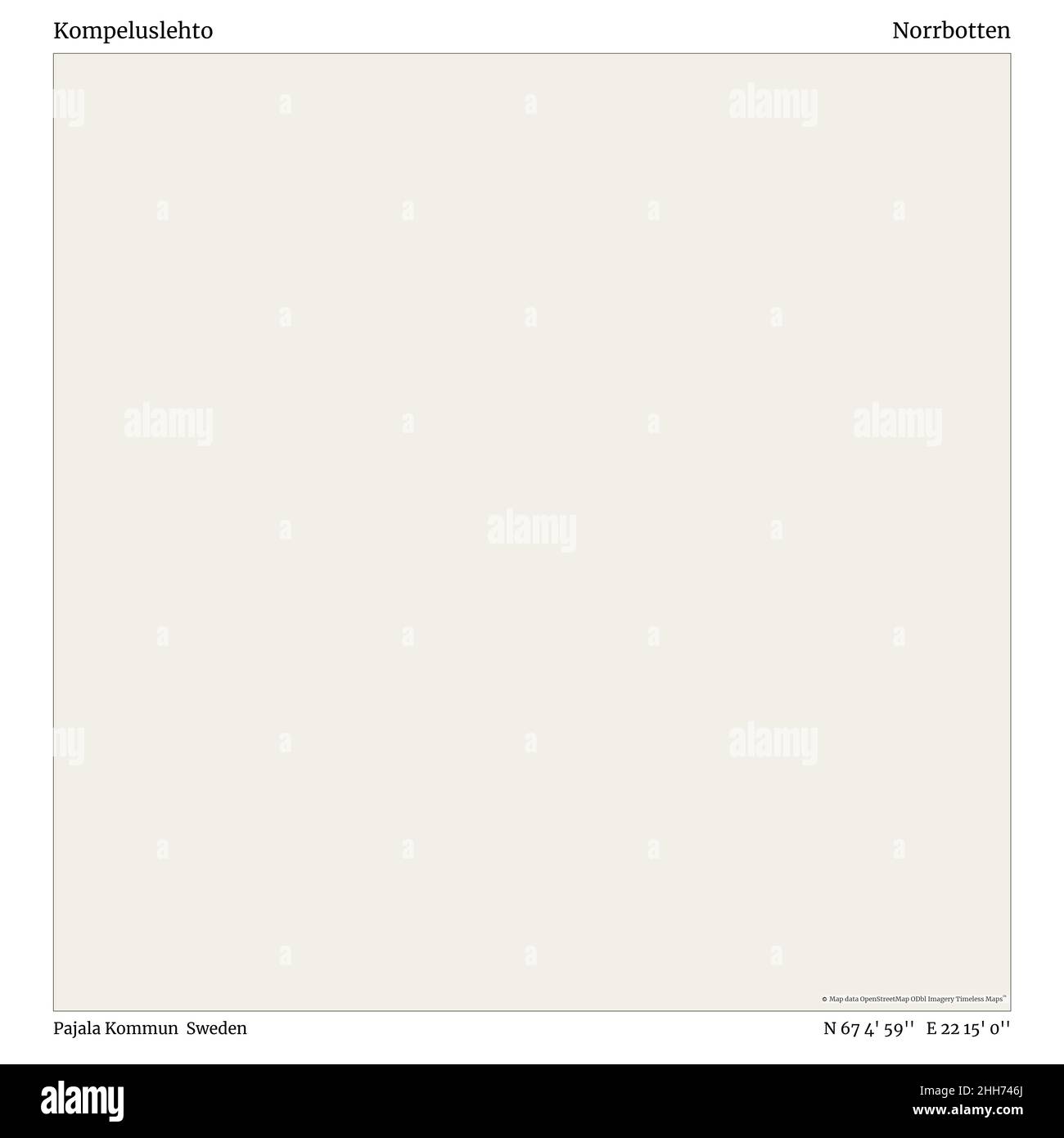 Kompeluslehto, Pajala Kommun, Sweden, Norrbotten, N 67 4' 59'', E 22 15' 0'', map, Timeless Map published in 2021. Travelers, explorers and adventurers like Florence Nightingale, David Livingstone, Ernest Shackleton, Lewis and Clark and Sherlock Holmes relied on maps to plan travels to the world's most remote corners, Timeless Maps is mapping most locations on the globe, showing the achievement of great dreams. Stock Photo