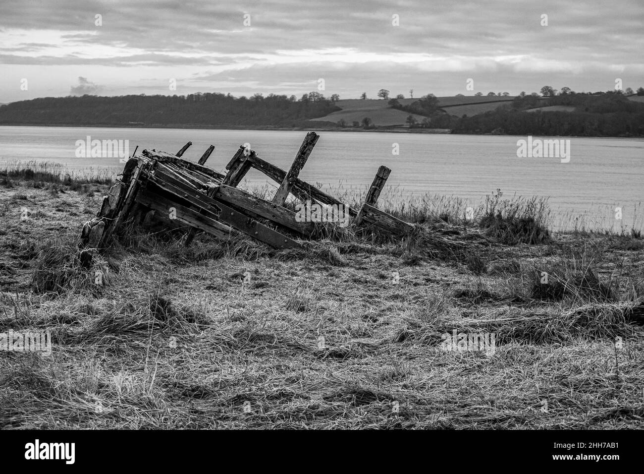 Shipwreck at Purton ship graveyard, Gloucestershire, England, U.K. Stock Photo