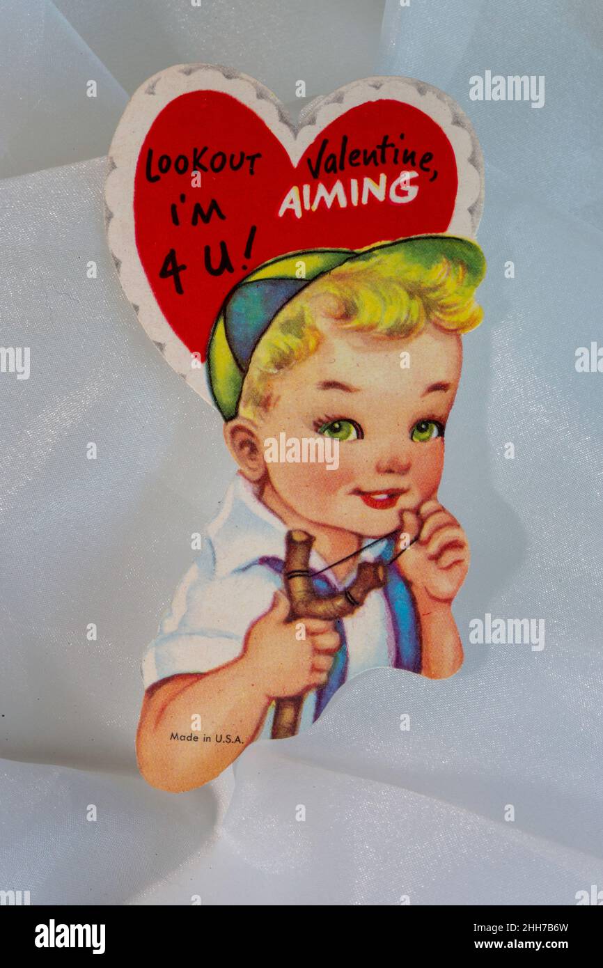 1940s childhood greeting card, USA Stock Photo