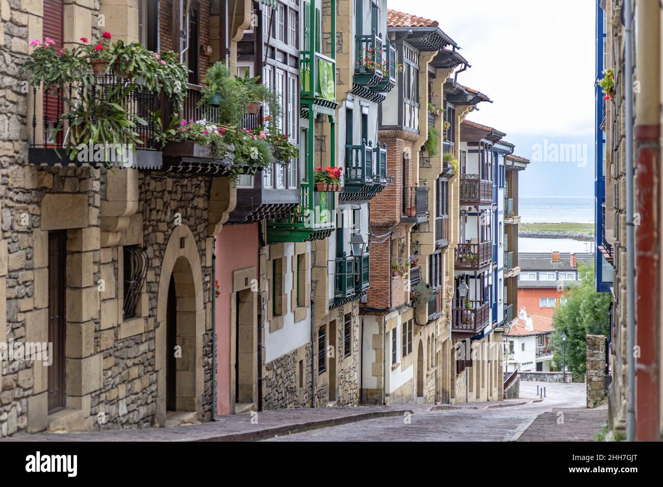 Architecture of the streets of the Hondarribia, Spain Stock Photo