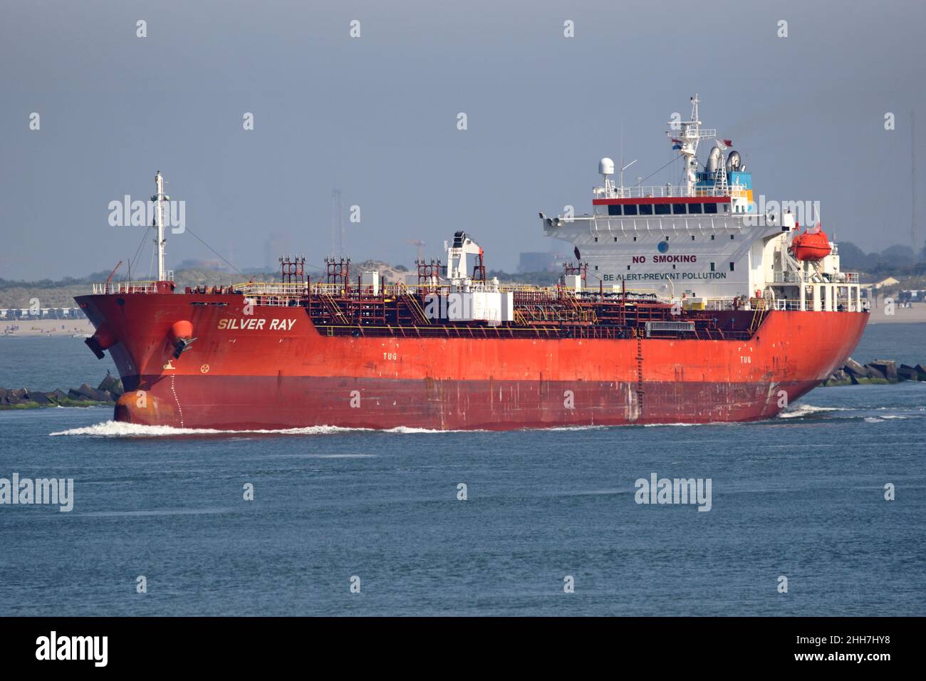 The chemical tanker Silver Ray will leave the port of Rotterdam on September 4, 2021. Stock Photo