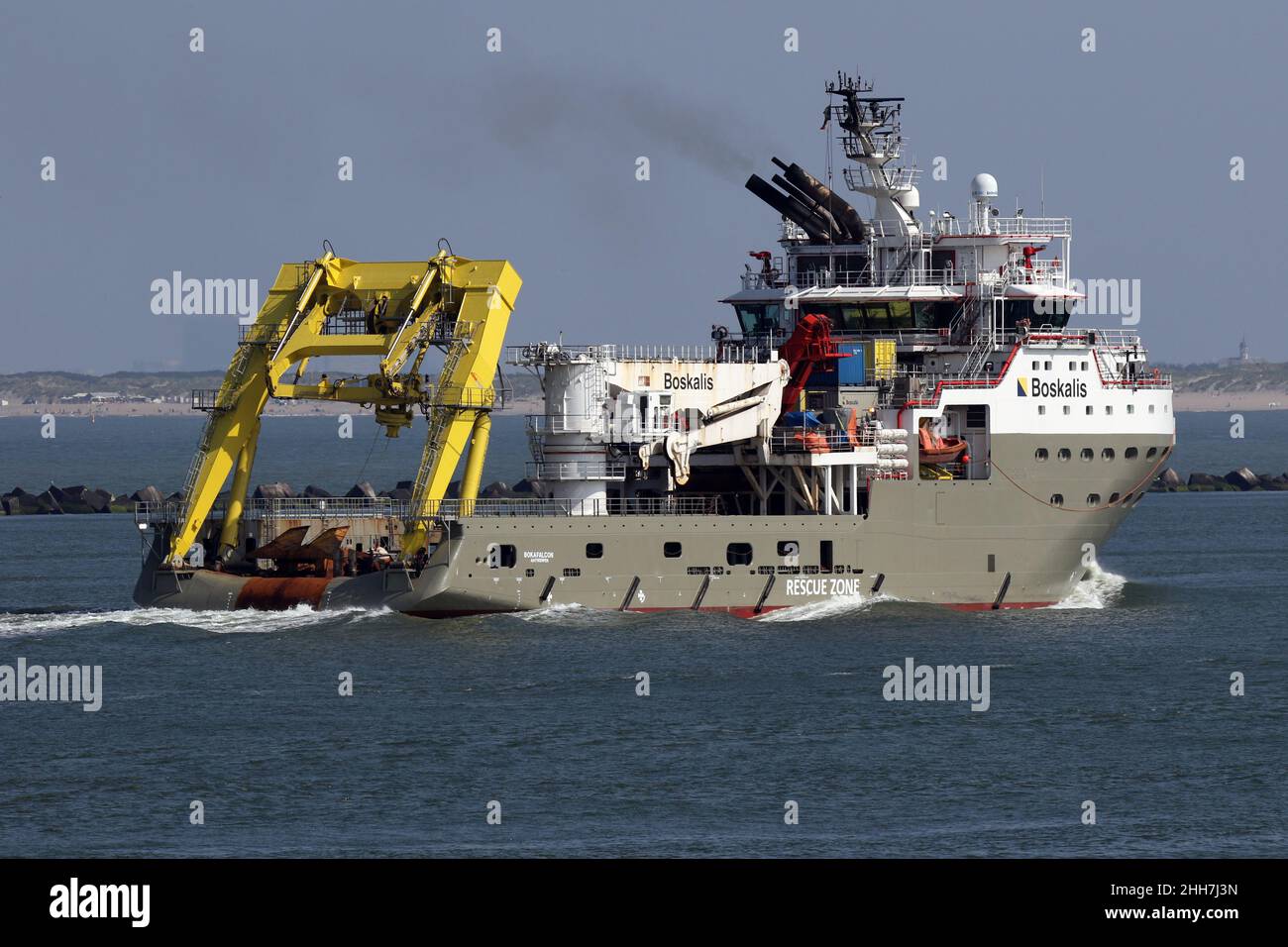 The multi-purpose ship BOKA Falcon will reach the port of Rotterdam on September 4, 2021. Stock Photo