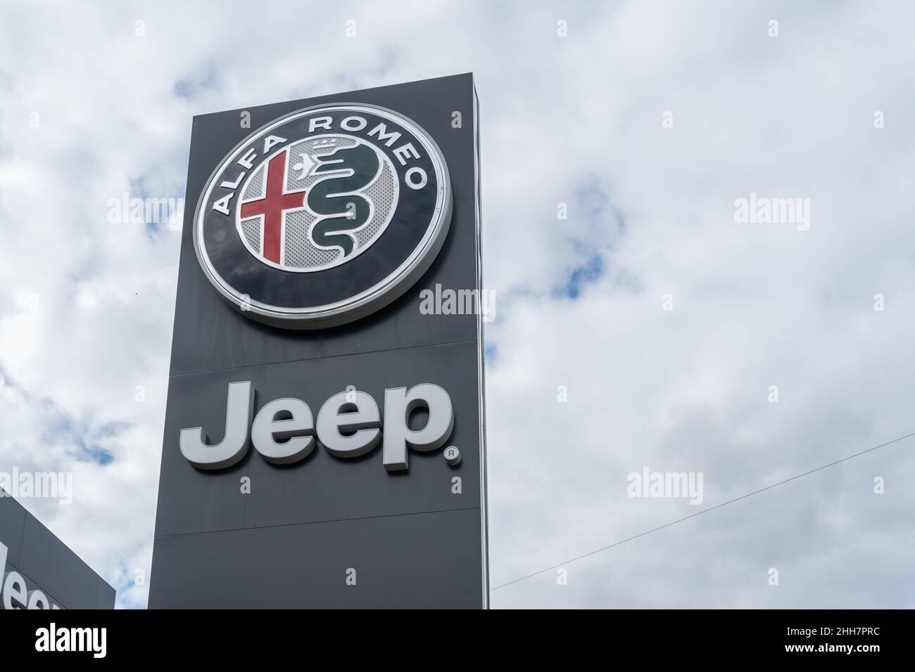 Manacor, Spain; january 20 2022: Alfa Romeo car dealership in the Majorcan town of Manacor, Spain Stock Photo
