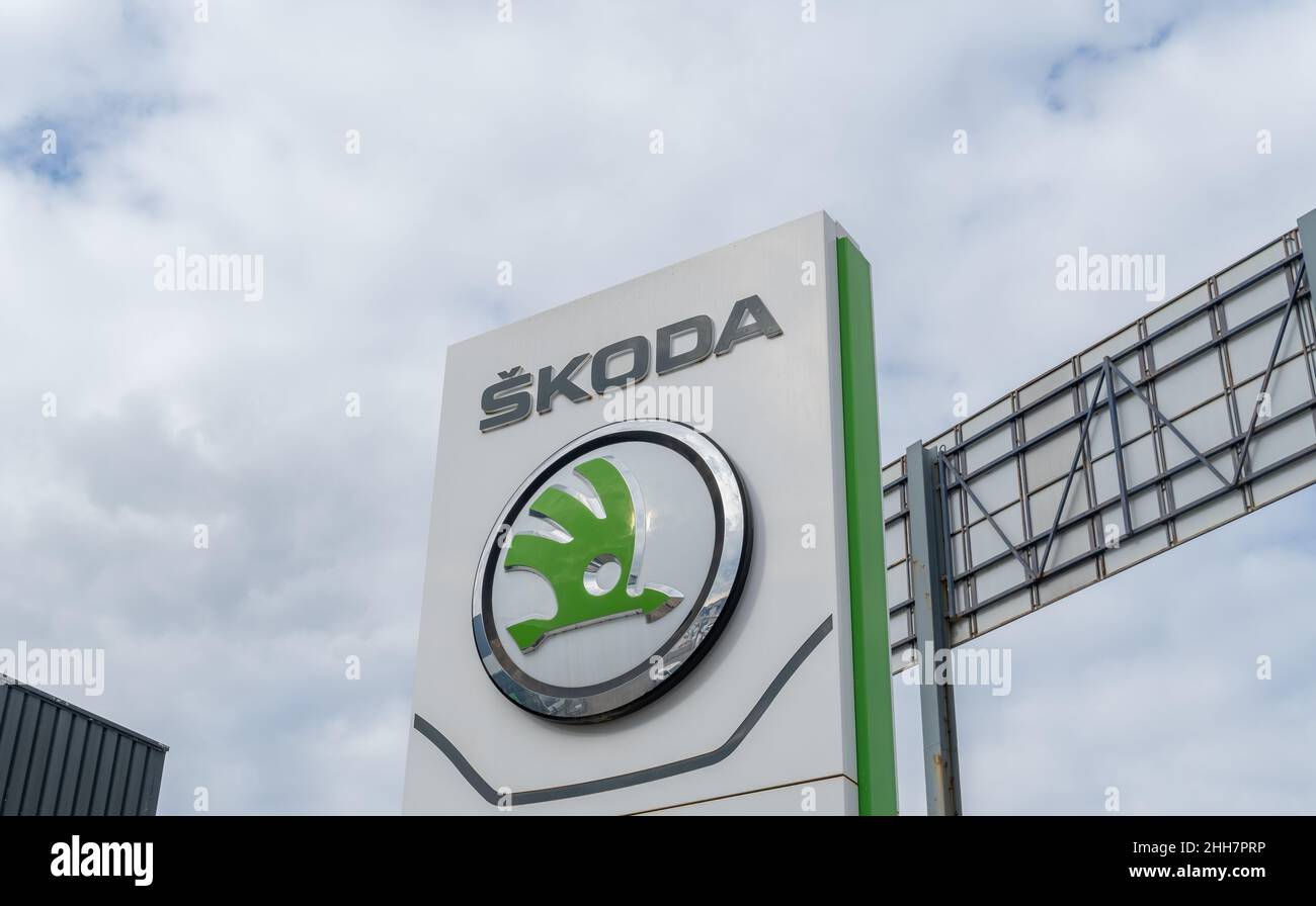 Manacor, Spain; january 20 2022 Skoda car dealership in the Majorcan