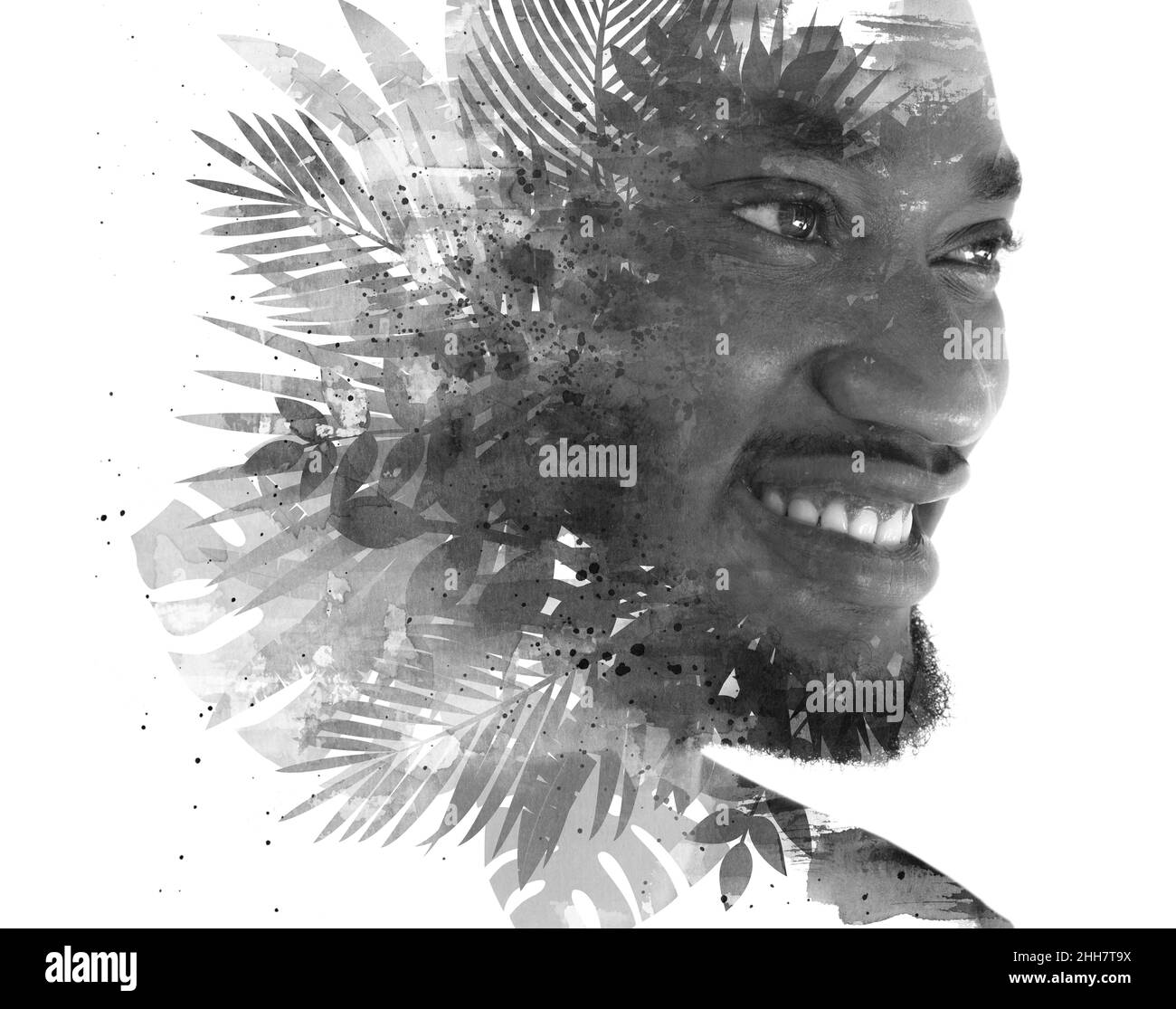 Young happy black african man in africa Black and White Stock Photos ...