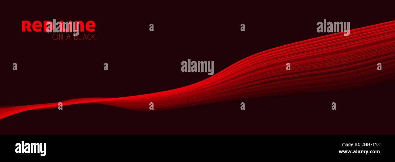 Abstract compound red line on black background. Wide vector graphics Stock Vector