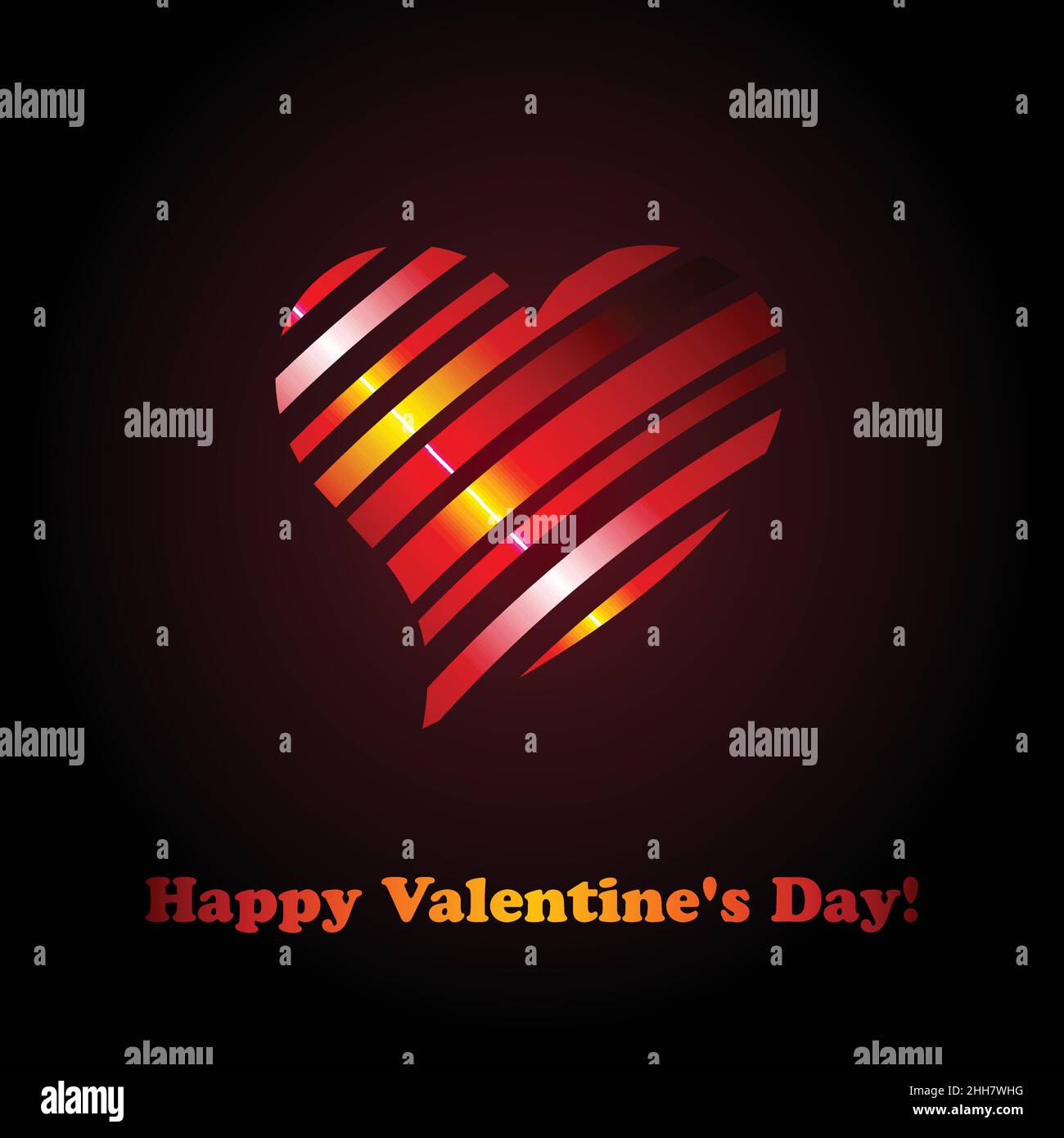 Stylish card Happy Valentine's Day with red heart. Vector graphics Stock Vector