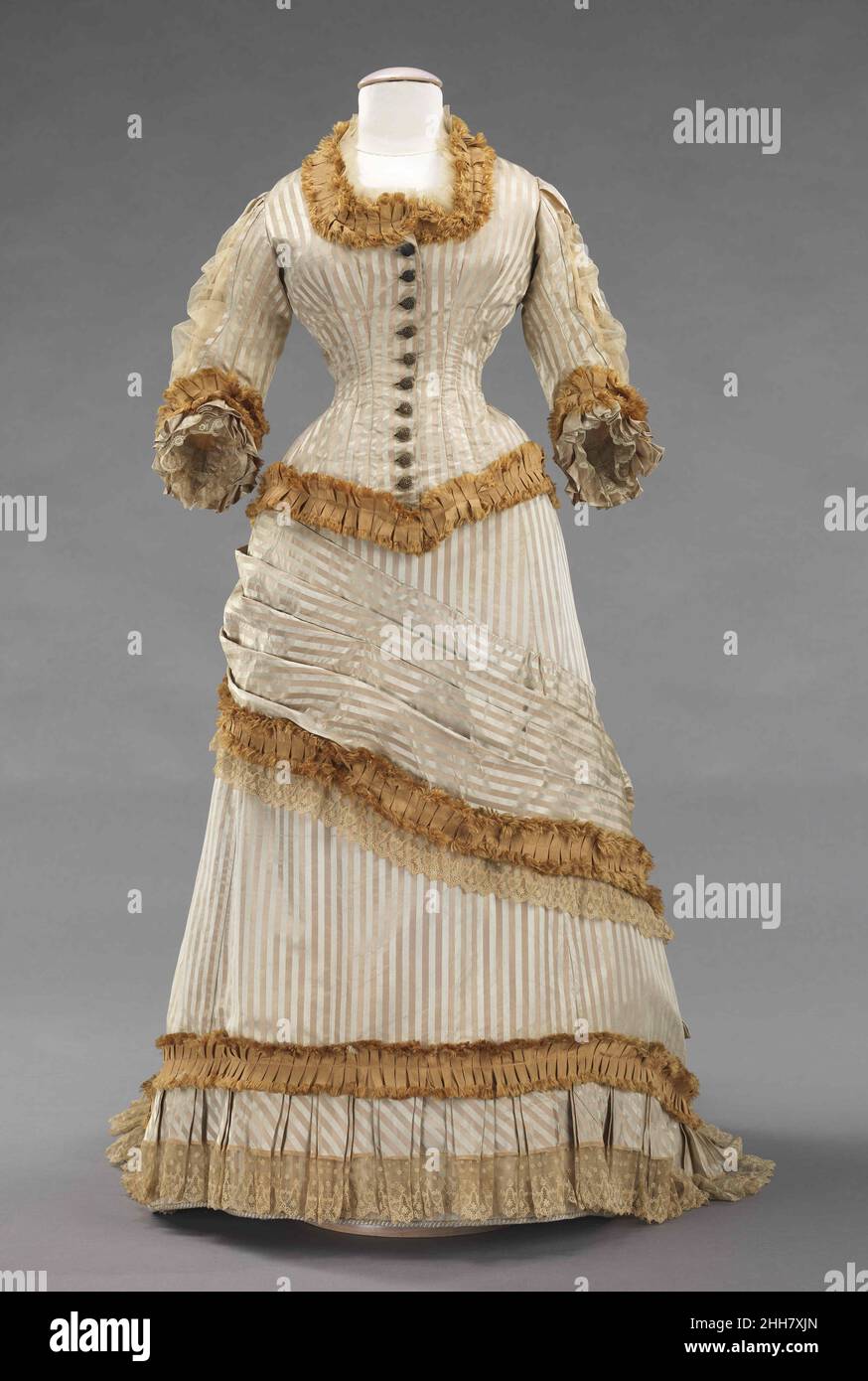 Dinner dress 187880 American The bustle silhouette, although primarily