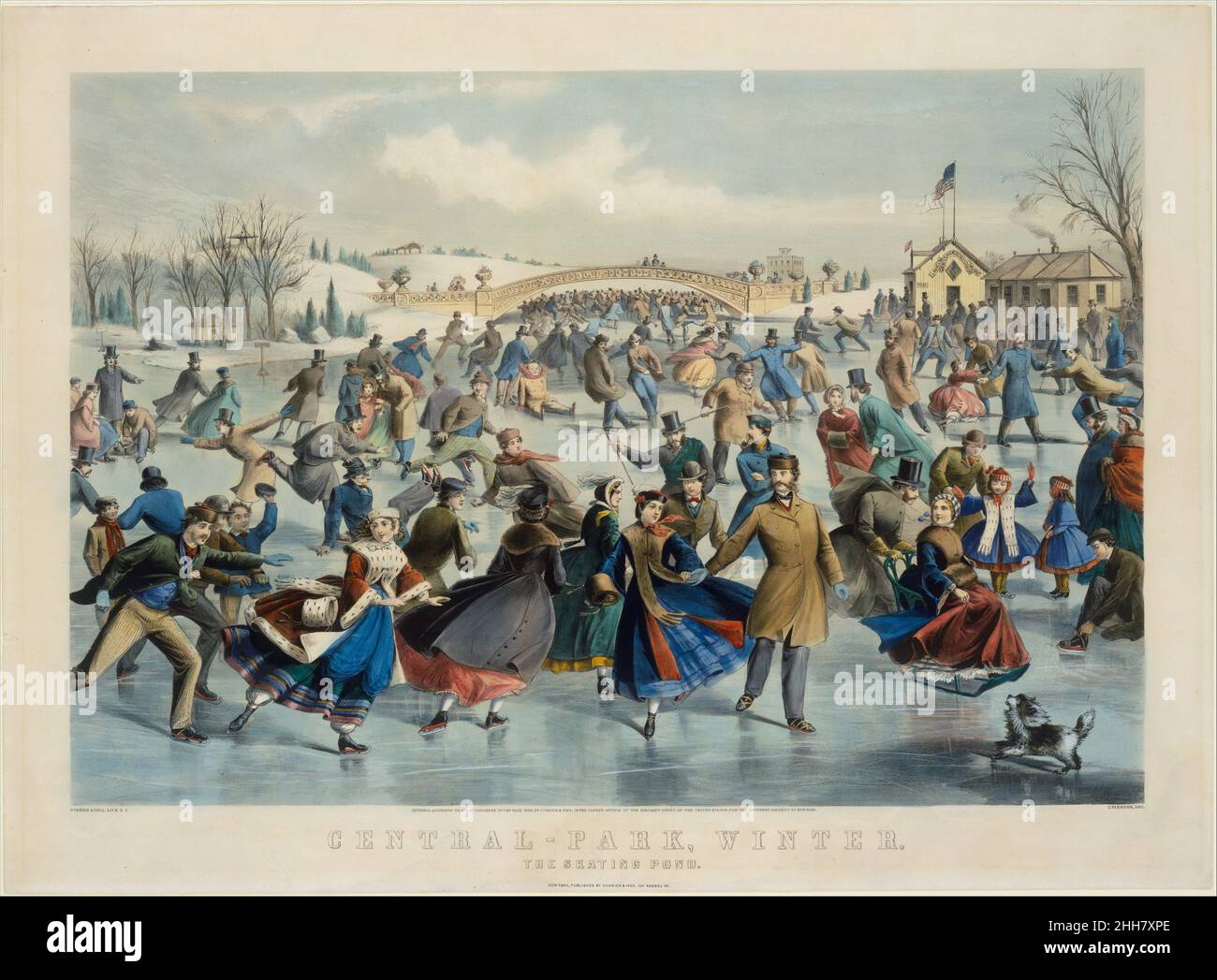 Skating in central park painting hi-res stock photography and