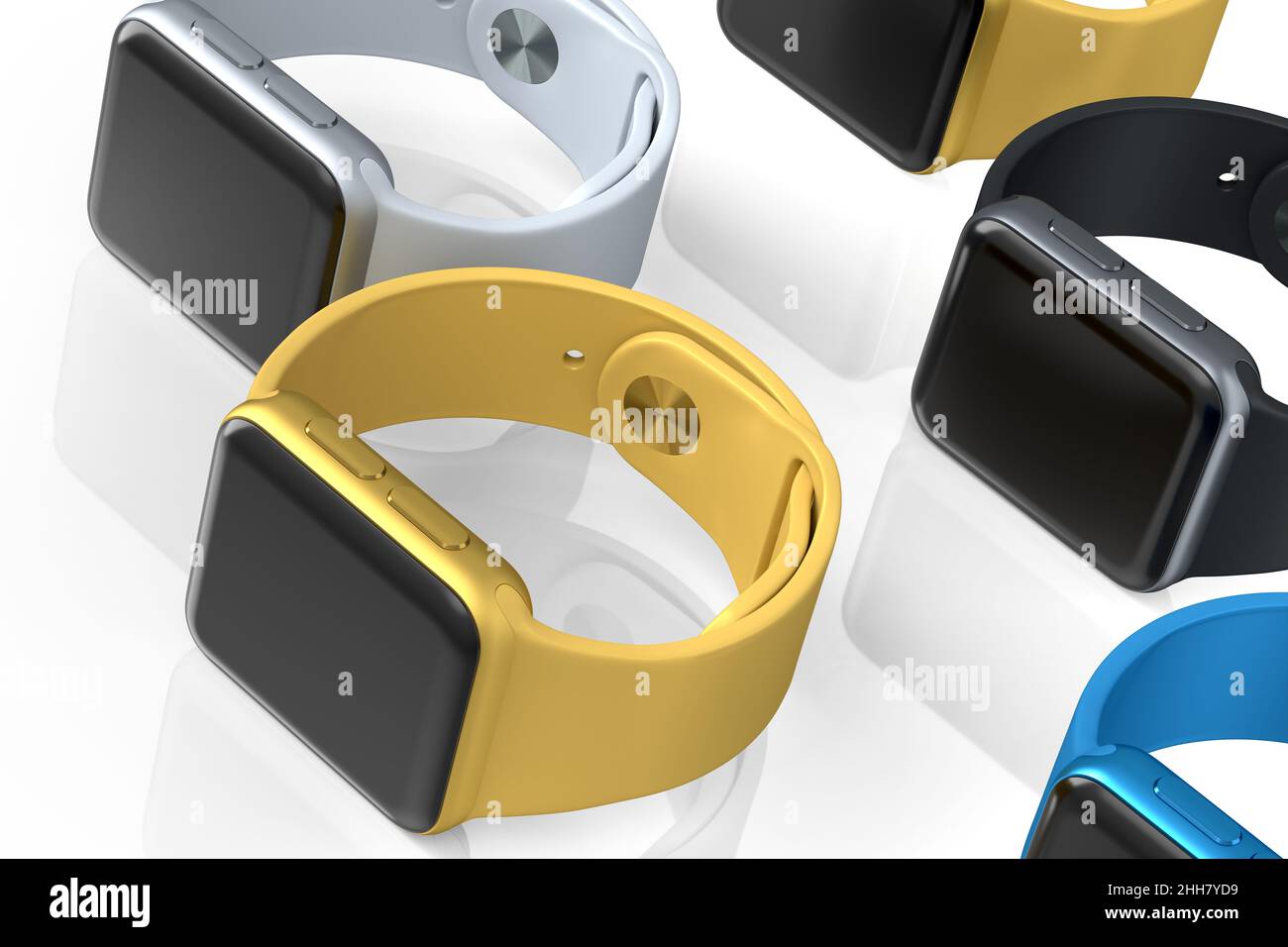 Mockup of smart watches on white background. 3D render concept pattern ...
