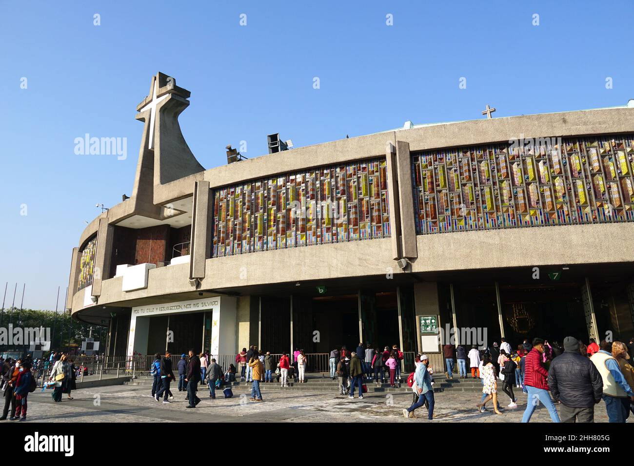 New Basilica, Basilica of Our Lady of Guadalupe, Basílica de Nuestra Señora de Guadalupe, Mexico City, Ciudad de México, Mexico, North America Stock Photo
