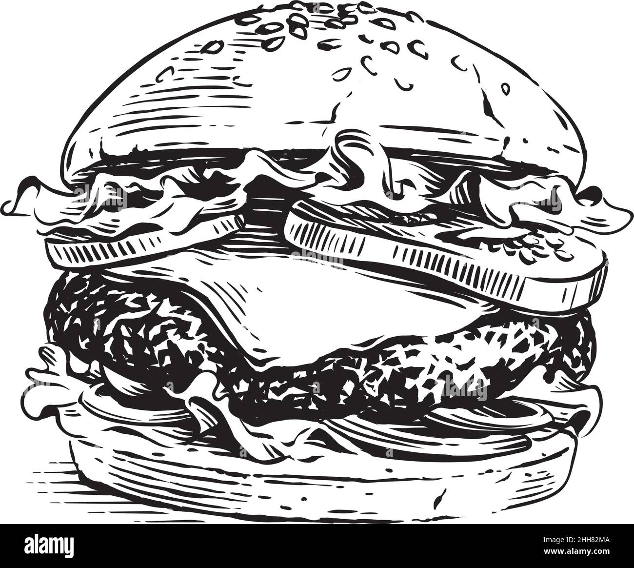 Burger Hand Drawing Sketch Engraving Illustration Style Stock Vector Image And Art Alamy