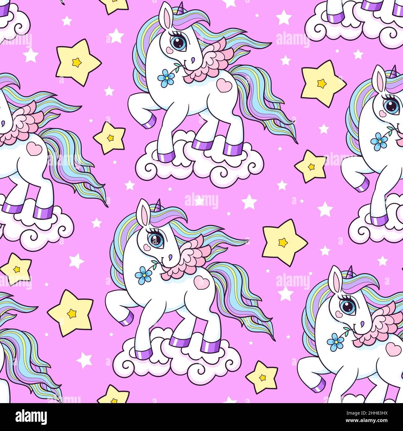 Seamless pattern. Unicorn on a pink background. Vector Stock Vector ...