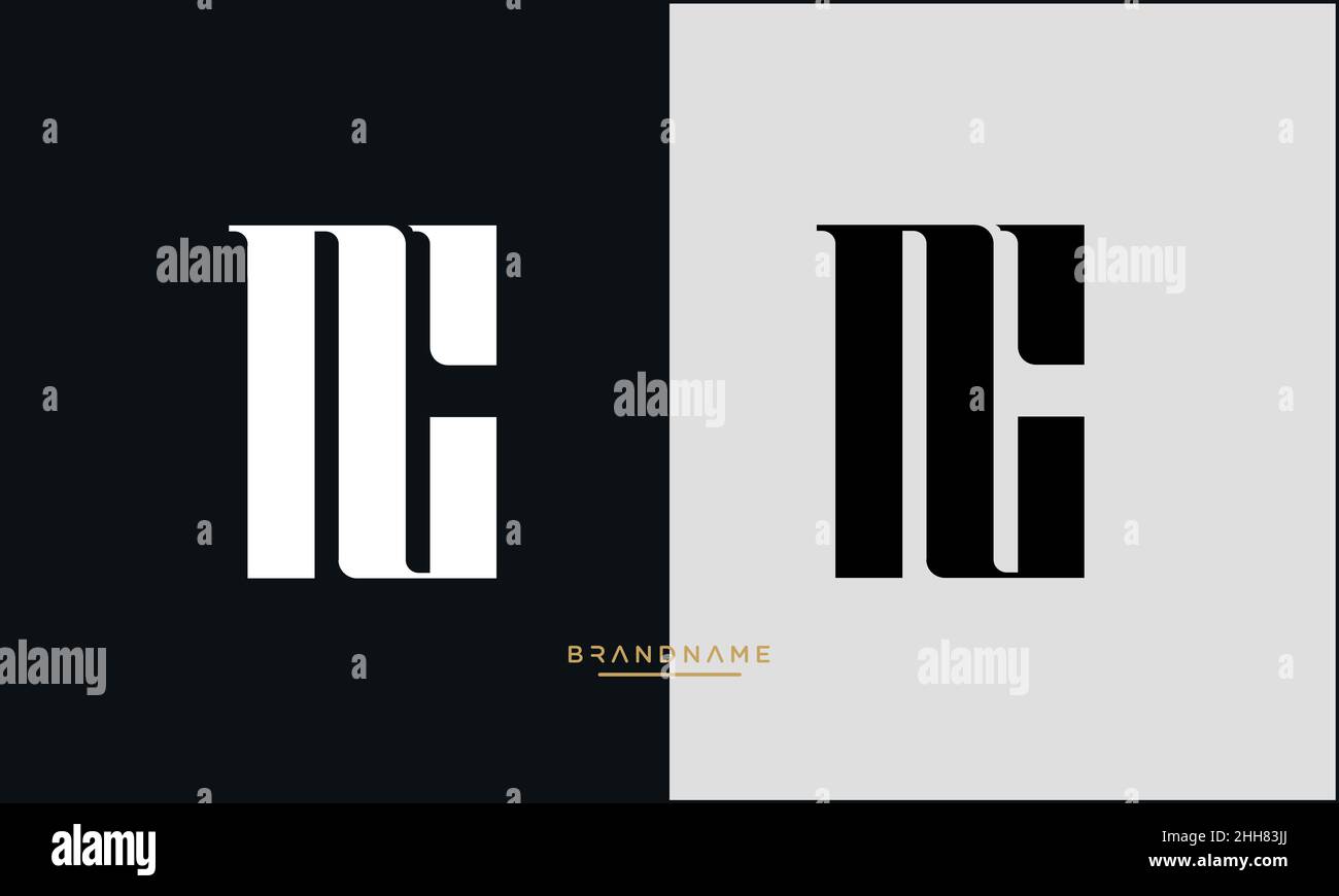 NC, CN, N, C Abstract Letters Logo Emblem Monogram Stock Vector