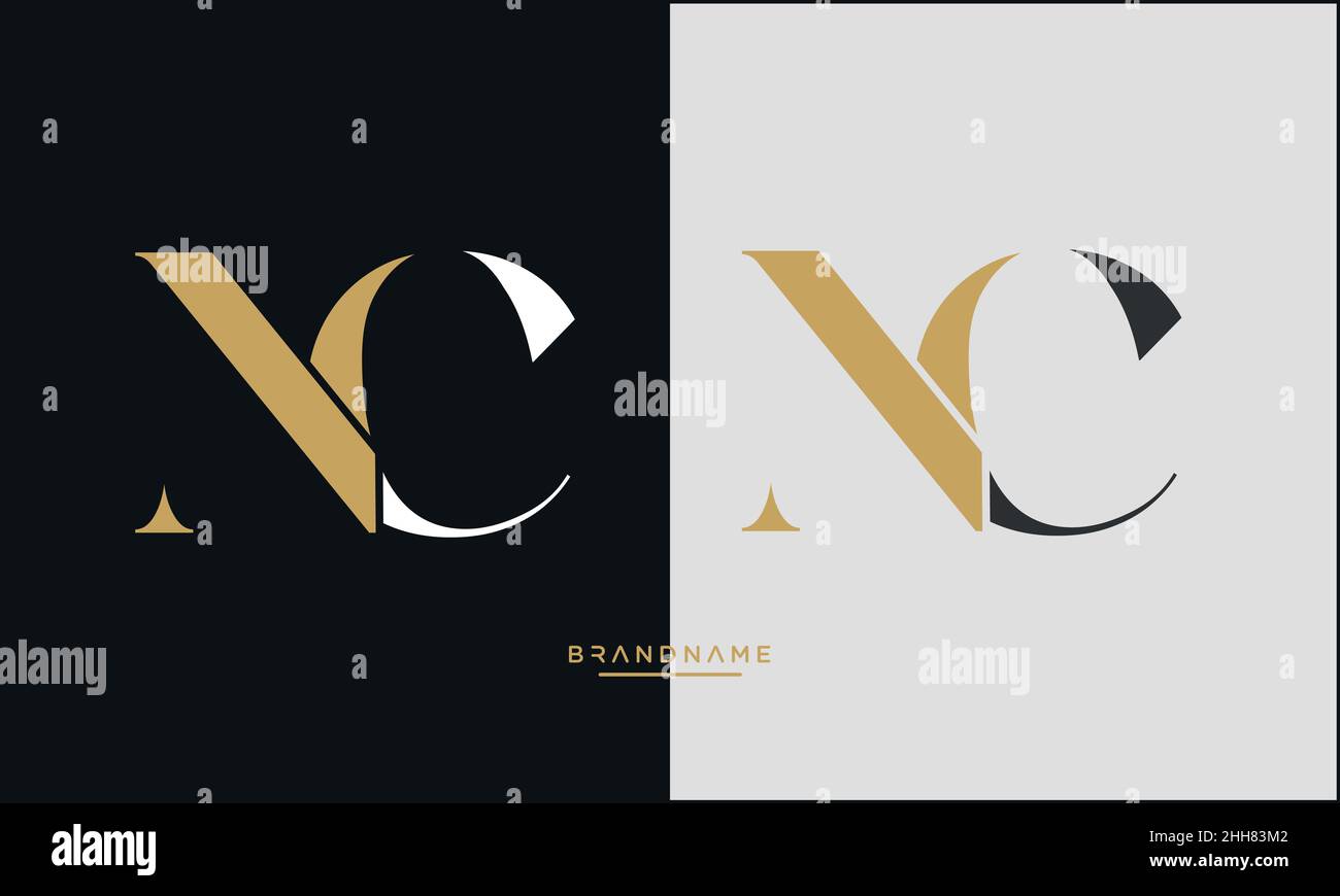 NC, CN, N, C Abstract Letters Logo Emblem Monogram Stock Vector